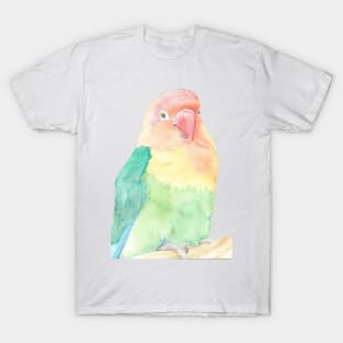 Lovebird watercolor portrait animal parakeet painting T-Shirt